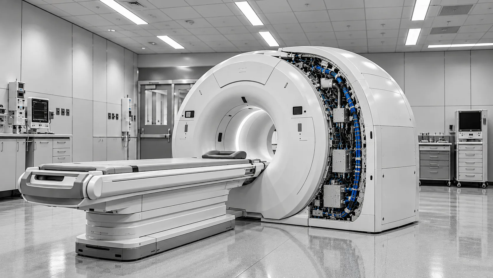 Medical equipment with blue cable